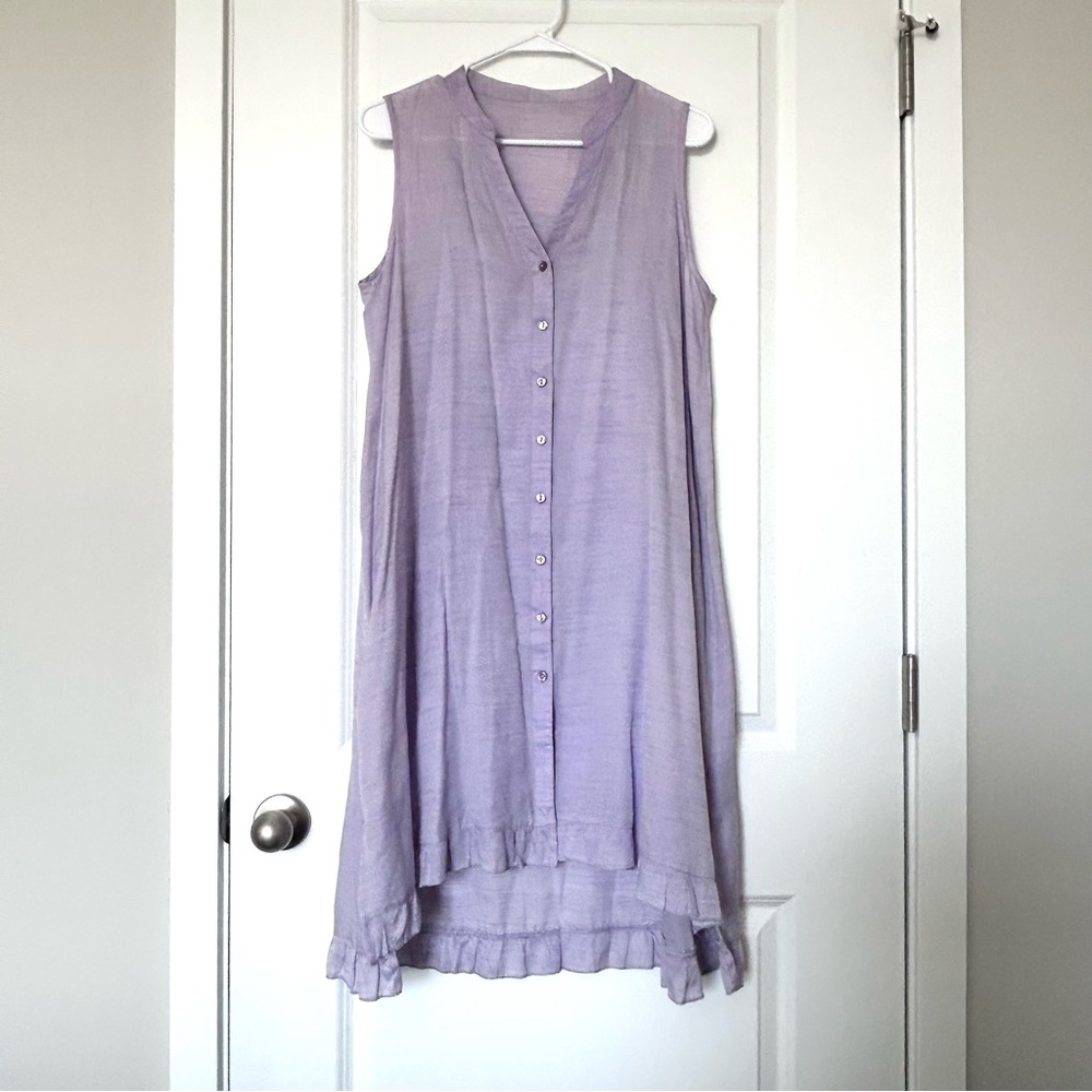 Purple Sleeveless Button Up Dress with Liner